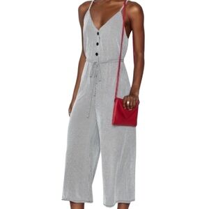 Audrey 3+1 Black & White Stripe Cropped Jumpsuit